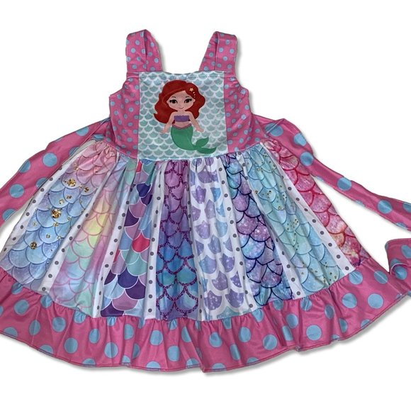NEW Girl's Boutique Mermaids Twirl Dress - Picture 2 of 3